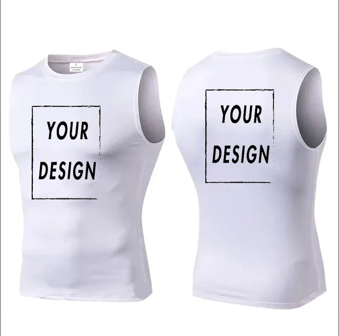 elastic sleeveless running Gym men's and women's free custom logo compression vest, quick drying sports sleeveless T-shirt