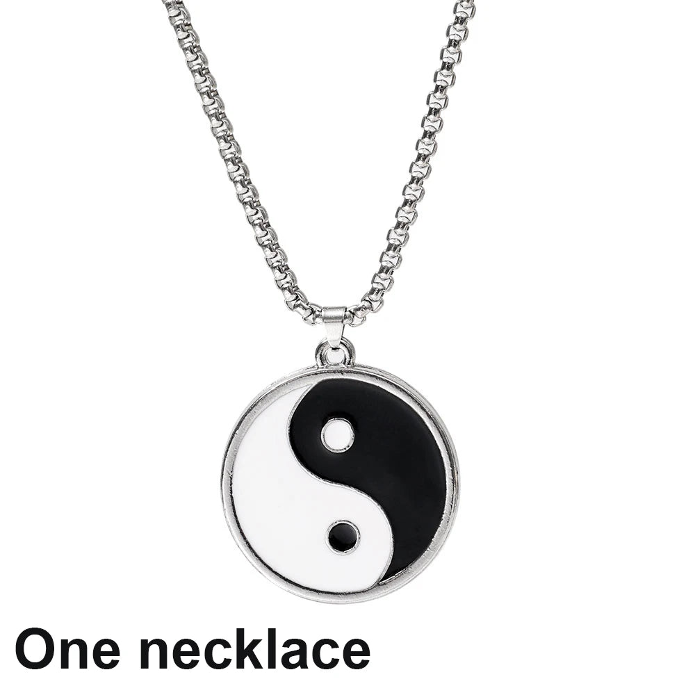 Couple Bracelets Rings Yin Yang Tai Chi Alloy Pendant Adjustable Braid Chain Necklace Matching Lover Bracelet Necklace Earring