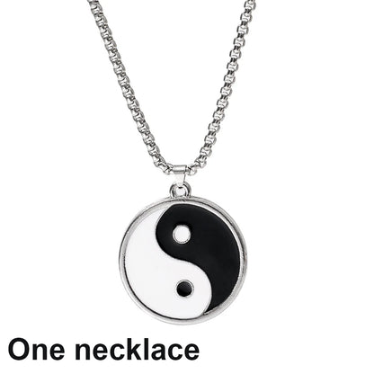 Couple Bracelets Rings Yin Yang Tai Chi Alloy Pendant Adjustable Braid Chain Necklace Matching Lover Bracelet Necklace Earring