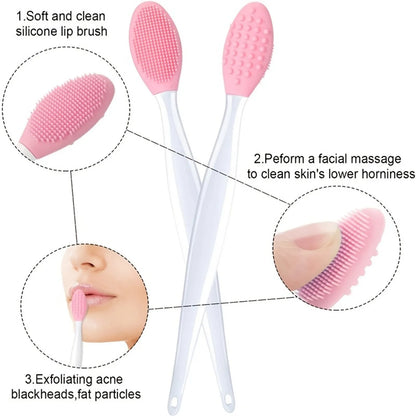 Skin Care Lip Exfoliating Facial Cleansing Face Scrub Nose Clean Brush Blackhead Remove Silicone Double-Sided Skin Care Tool