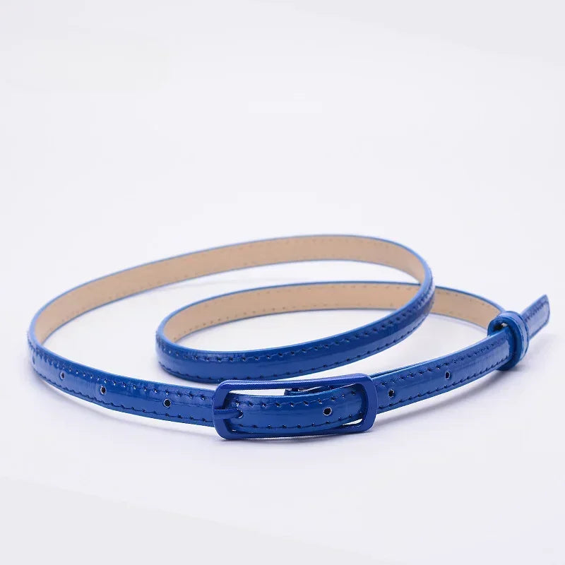 Children Candy Color Belts 1.2cm Super-thin PU Belts Simple Solid Color Lightweight Belts Summer Apparel Accessories