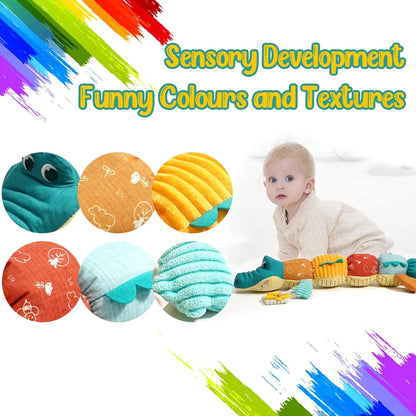 Tummy Time Toys 0-24 Months Baby Musical Stuffed Animal Infant Ruler Design Rattle and Multi-Textures Newborn Toys for Babies