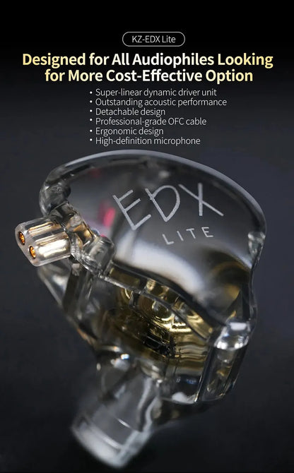 KZ EDX Lite HIFI Bass Earphones Stereo Music Earbuds In Ear Monitor Stage Live Headphones Gaming Sports Headset