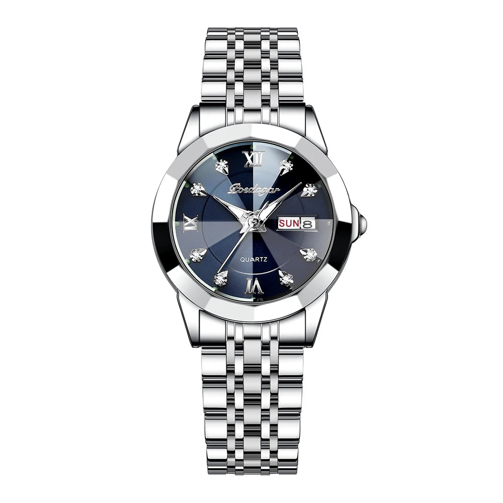 POEDAGAR Luxury Brand Women's Watches Waterproof Luminous Date Week Quartz Watch For Woman Stainless Steel Fashion Ladies Watch