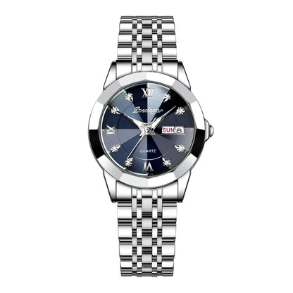 POEDAGAR Luxury Brand Women's Watches Waterproof Luminous Date Week Quartz Watch For Woman Stainless Steel Fashion Ladies Watch