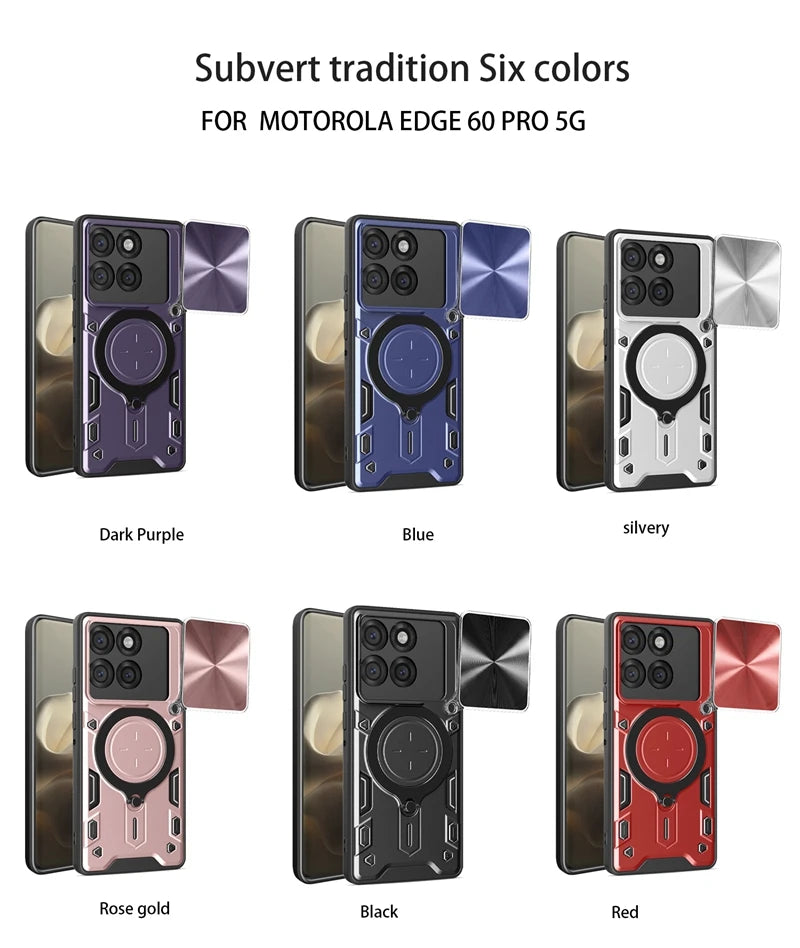 For Motorola Moto Edge 60 Pro 5G Case Shockproof Armor Cover For Moto Edge60 Pro Magnetic Holder Ring Stand Lens Protect Funda