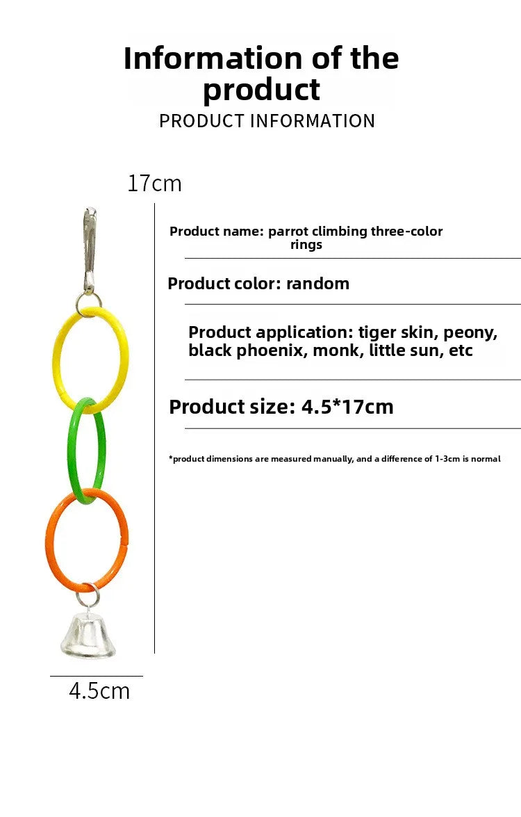 Parrot Swing Toy Bird Cage Toys with Bell Sound Colorful Climbing Ring for Lovebirds Color Ring Grinder Nibble Bird Toy Cage