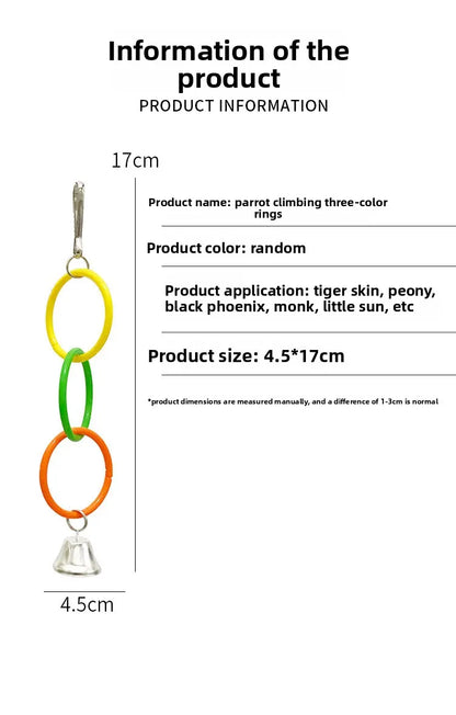 Parrot Swing Toy Bird Cage Toys with Bell Sound Colorful Climbing Ring for Lovebirds Color Ring Grinder Nibble Bird Toy Cage