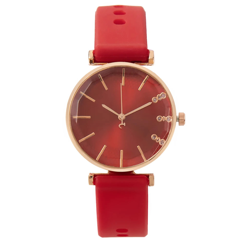 Fashion Simple With Diamonds Ladies Quartz Watches Hot 2025 Sports Brands Women Silicone Strap Dress Clock Gifts Wristwatches