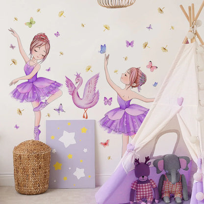 Ballet Girl Vinyl Child Wall Stickers For Baby Kids Room Decoration Adhesive Wallpaper Bedroom Accessories Room Decor Wall Art
