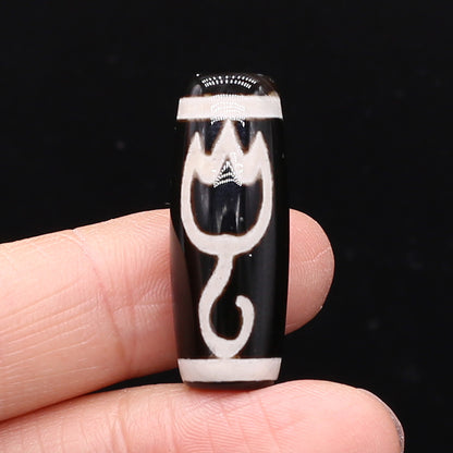 Natural Stone Bead Tibetans Divination Pattern Natural Agates Loose Bead for Women Making DIY Jewerly Necklace Gift 12x30mm