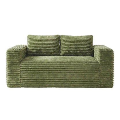 Boneless Deep Seat Double Sofa No Assembly Needed Foam Floor Cushion Sofa Plush Corduroy Fabric Apartment Bedroom Living Room