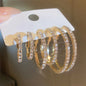 1-3 Pairs Set Sparkling Exaggerated Full Paved Rhinestones Round Circle Hoop Earrings for Women Simple Shiny Earring Jewelry