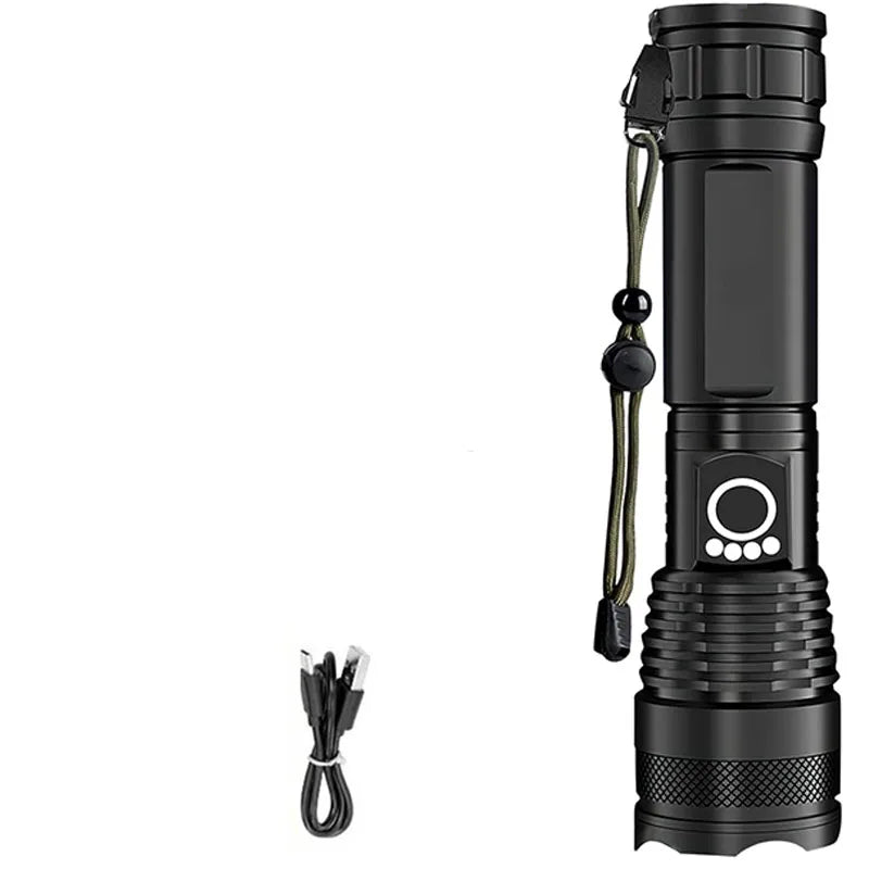 Aluminum Alloy Rechargeable Flashlight High Power Waterproof  Torch Light Zoomable with Storage Box Handheld Flash Lights