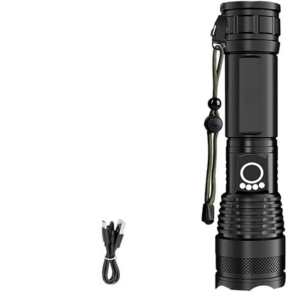 Aluminum Alloy Rechargeable Flashlight High Power Waterproof  Torch Light Zoomable with Storage Box Handheld Flash Lights