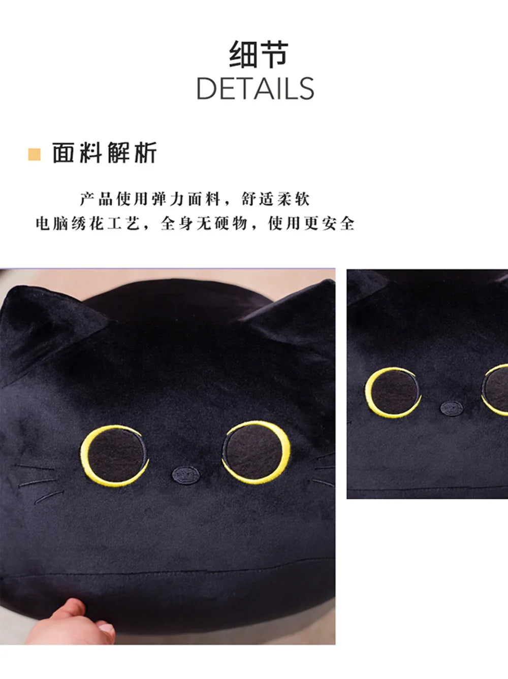 10/30CM Cute White Black Cat Plush Toys Soft Pillow Kawaii Kitten Cat Cartoon Stuffed Animals Cushion Decoration Pendant Gift