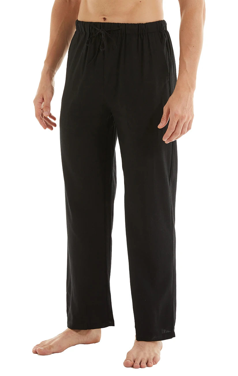 Men's Casual Linen Cotton Yoga Pants Breathable Loose Sweatpants Beach Trousers Lounge Pants Elastic Waist Fitness Pants