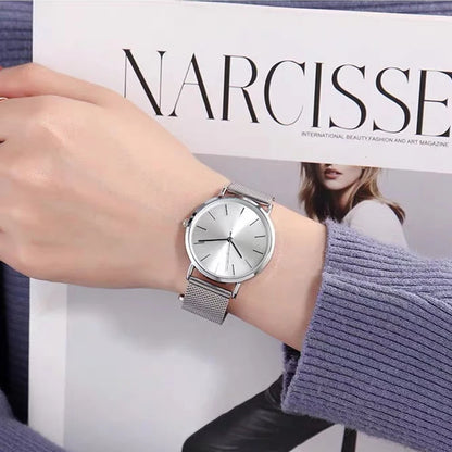 Luxury Women Watches New Stylish Silver Minimalist Business Ladies Alloy Casual Bracelet Montre Femme Female Watch