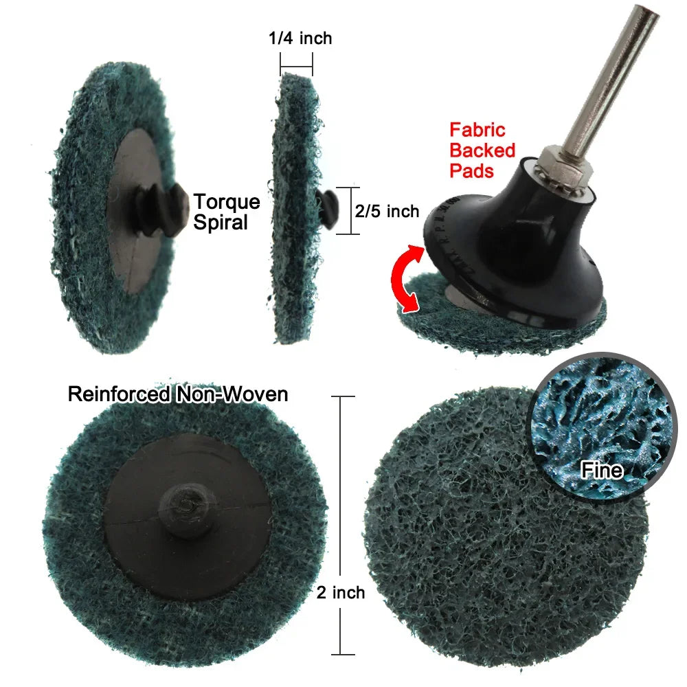 35/46/52PCS 2"Abrasive Disc Sanding Discs Roll Lock Surface Conditioning Discs R-Type Quick Change Disc with1 Disc Pad Holder