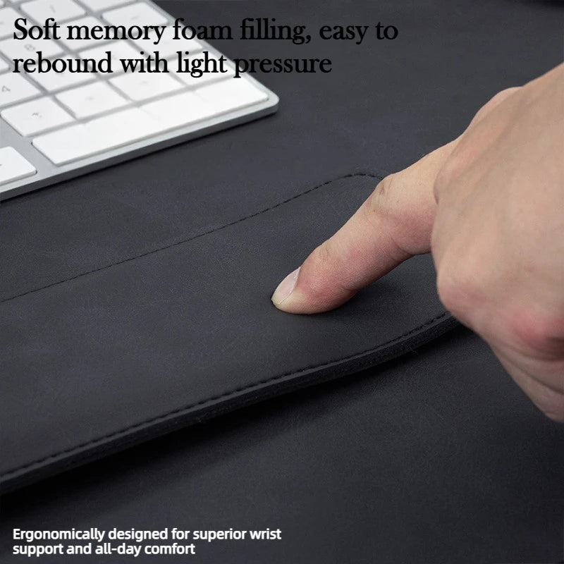 3in1 Wrist Rest Desk Mat Waterproof PU Crazy Horse Texture Large Mouse Pad Non-slip Suede Desk Pad Desktop Gaming Accessories