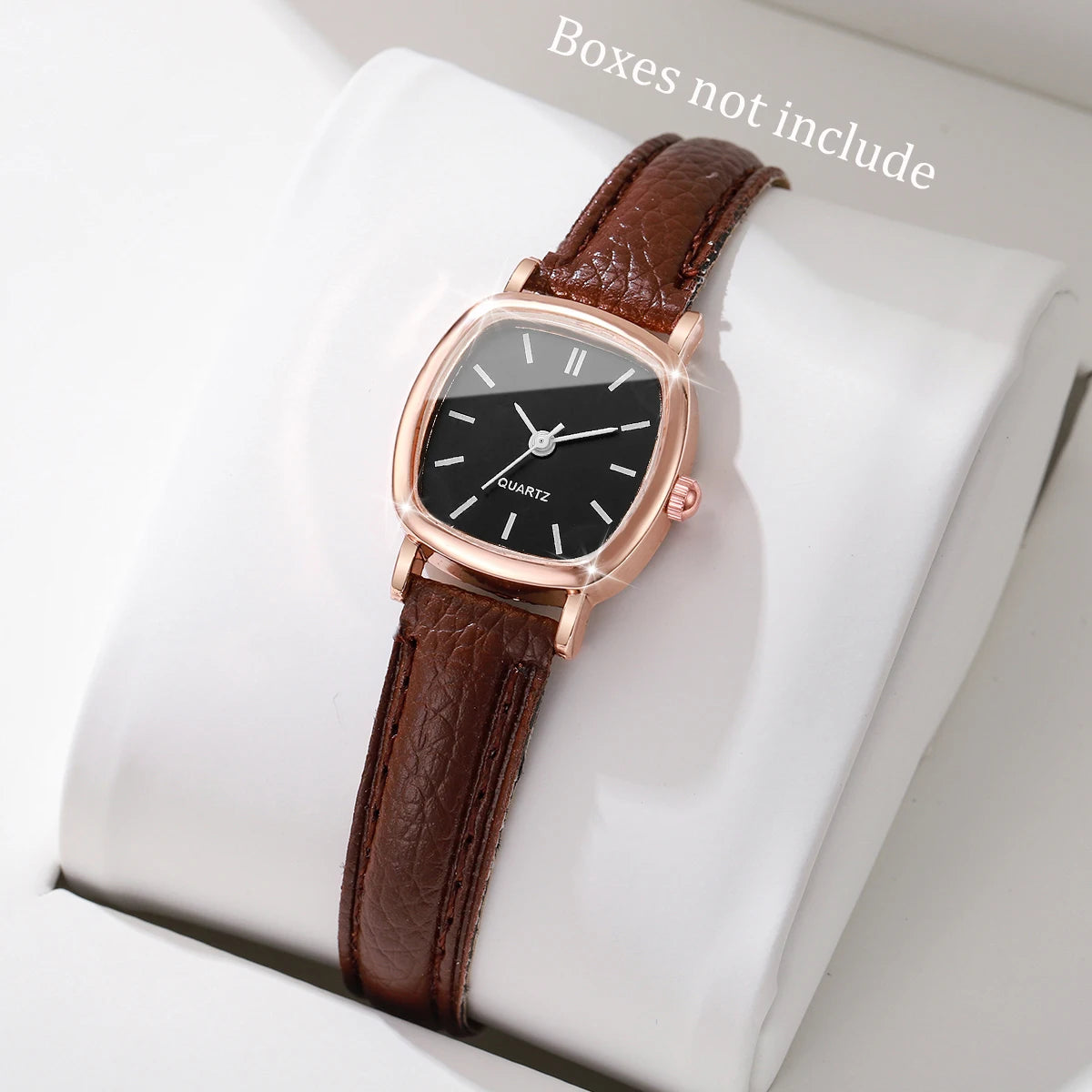 Fashion Minimalism Women Watches Small Square Dial Leather Strap Quartz Watch for Girls Clock（Without Box）
