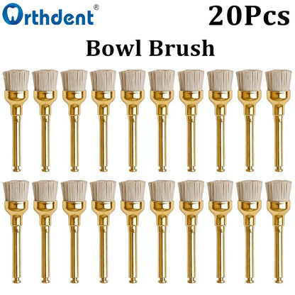 10Pcs Dental Polishing Brush Flat Sharp Bowl Type Aluminum Polisher RA 2.35mm Fit for Contra Angle Handpiece Dentistry Lab Tool
