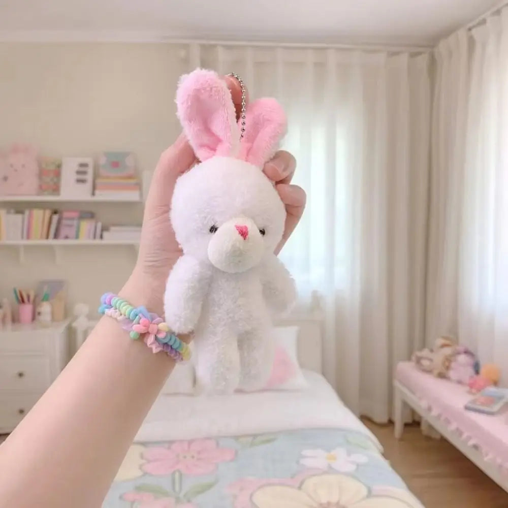 10Pcs Cartoon Animal Little Rabbit Plush Toy Keyring Stuffed White Rabbit Plush Keychain Soft 18cm