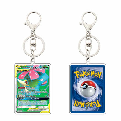 Key chain Charmander Mewtwo Umbreon Jigglypuff Venusaur Blastoise Solgaleo Game Card Acrylic Keychain Pendant Decoration