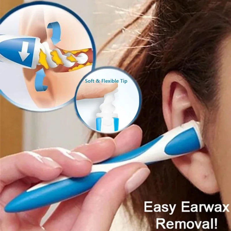 Soft Silicone Ear Wax Removal Tool with 16 Spiral Replacement Heads Ear Cleaning Ear Cleaner Plugs for Ear Care