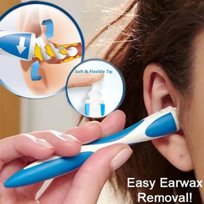 Soft Silicone Ear Wax Removal Tool with 16 Spiral Replacement Heads Ear Cleaning Ear Cleaner Plugs for Ear Care