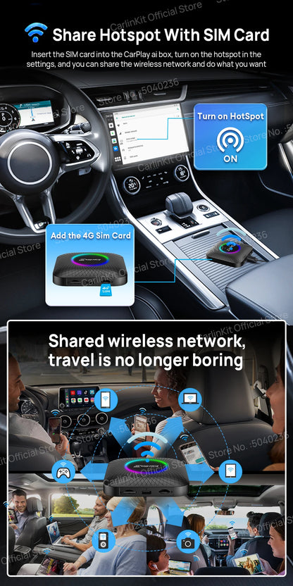 CarlinKit CarPlay Ai Box Android 13 SM6225 8 Cores 64GB 128GB Car Smart Streaming Box Wireless CarPlay Android Auto For Netflix