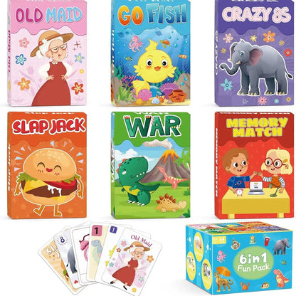[Kids Card Games for Kids 4-8] 6 Decks Fun Game for Family Game Night Party Table Games, Easter Basket Stocking Stuffers Gifts