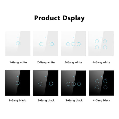 Tuya Smart Wifi Light Switch No Neutral Wire Touch Panel EU 1/2/3 Gang Wall Switch Wireless Control Voice Control Alexa Google