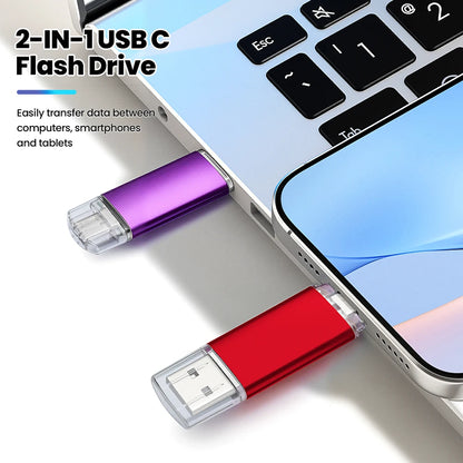 High speed TYPE C 2in1 USB flash drive 128GB 64GB 32GB metal Pen drive smart phone Car TV USB stick 4GB 8GB 16GB Creative gift