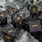7 Pcs Cosplay D4-D20 DND Brass Gold Polyhedral Sharp Edge Casino Dice Rpg Table Board Game Tray Gem Stone Dragon Metal Steel Set