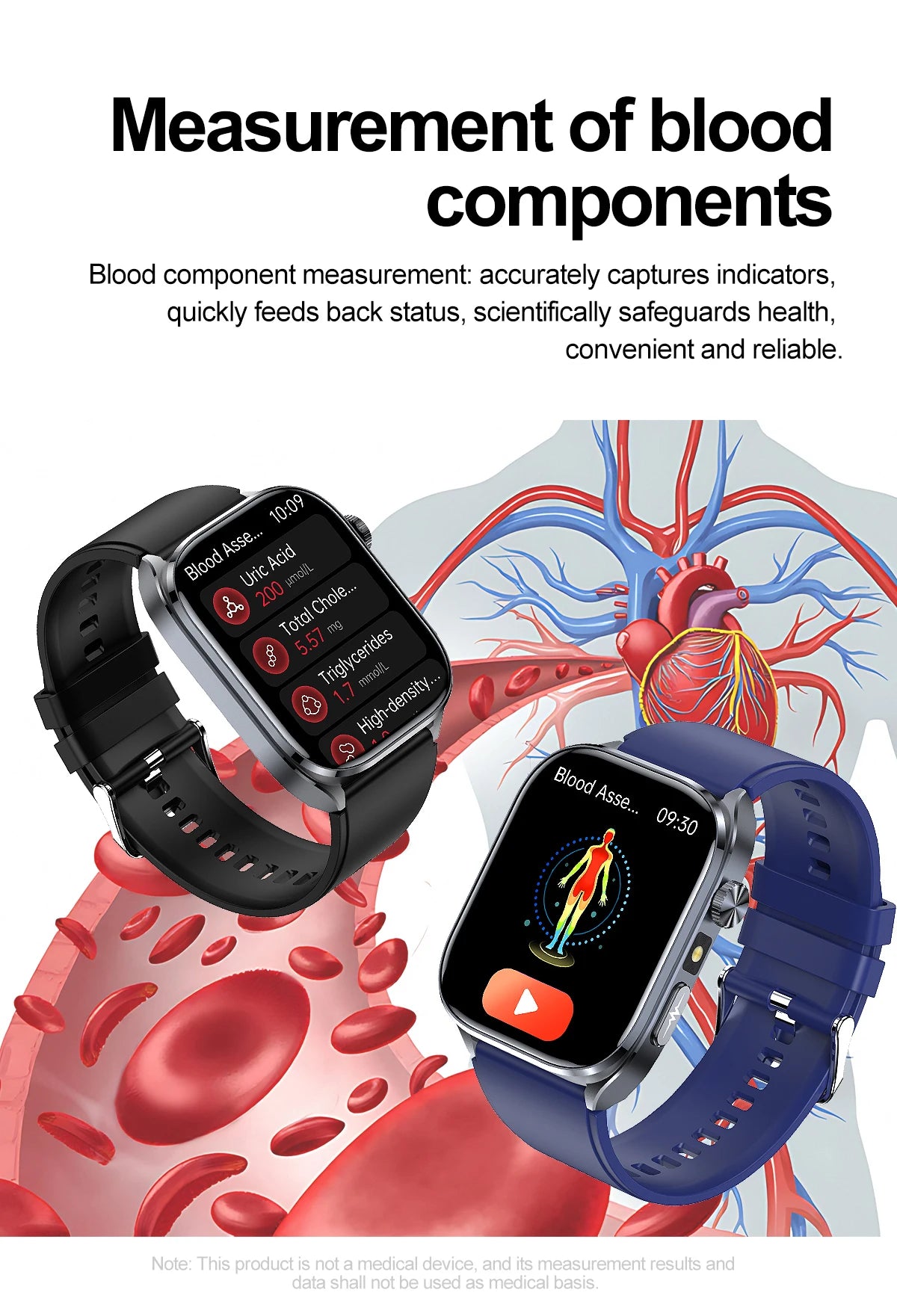 2026 New Non-Invasive Laser Treatment Three High Smart Watch  ECG+PPG Blood Fat Uric Acid Health Diagnosis Smart Watches For Man