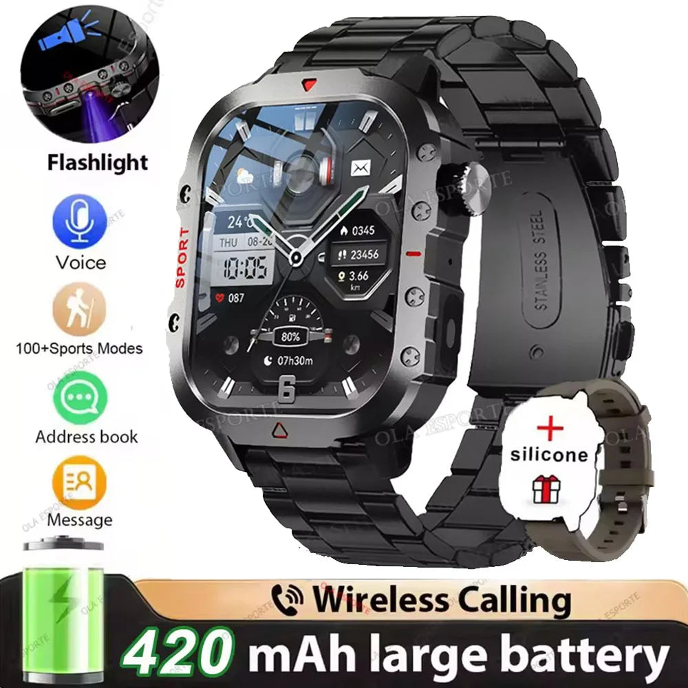 2026 New SmartWatch Men Militray Outdoor GPS Sport Watches Heart Rate Sleep Waterproof Smart Watch IOS Android