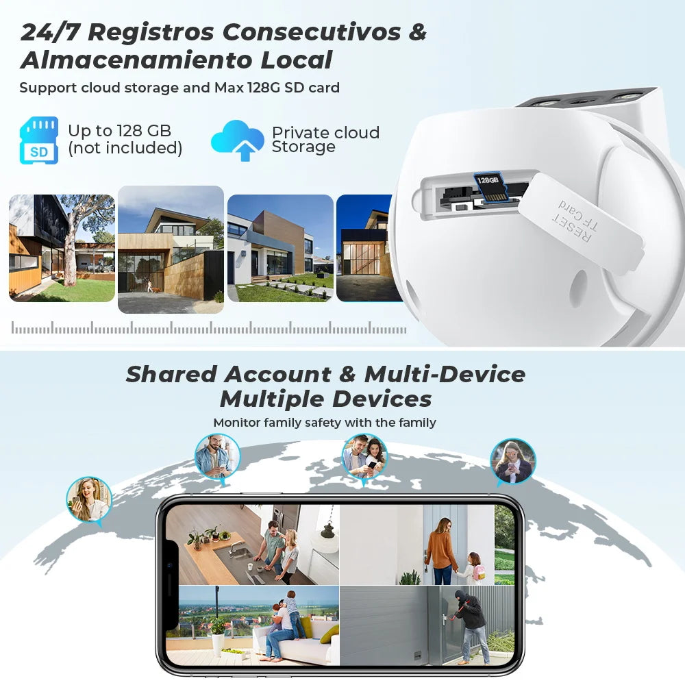4K 8MP PTZ WIFI Camera Dual Lens Dual Screen 4X Digital Zoom IP Camera 10MP HD Auto Tracking Outdoor CCTV Surveillance O-KAM Pro