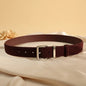 Luxury Suede Cowhide Leather Belt for Women, Vintage Style with Gold Buckle, 3.3cm Wide Waistband for Dresses & Jeans