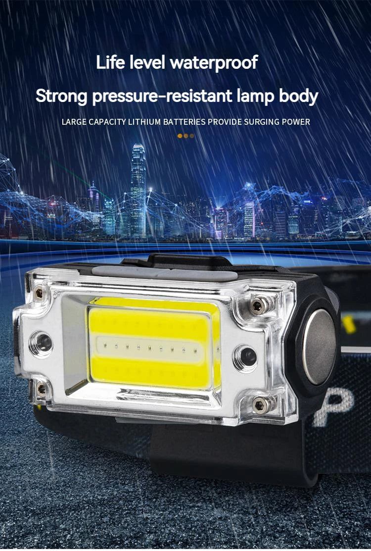 Mini Dual COB Headlamp Sensor Hat Clip Headlight 5 Lighting Modes Outdoor Camping Hunting Flashlight Induction Head Lamps