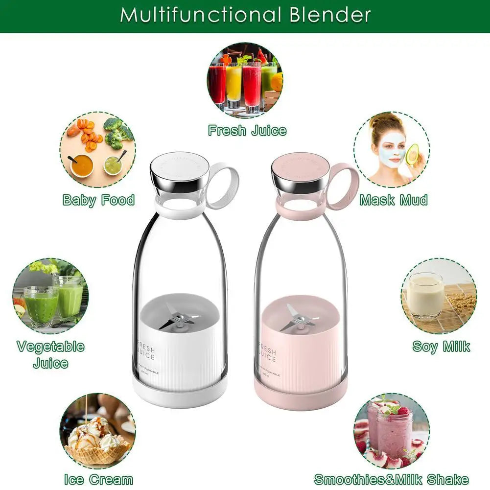 Ready Stock 350ml Fresh Juicer Mini Blender for Travel USB Juicer Cup Fruit Juice Mixer Portable Juicer Ice Crusher Smoothie