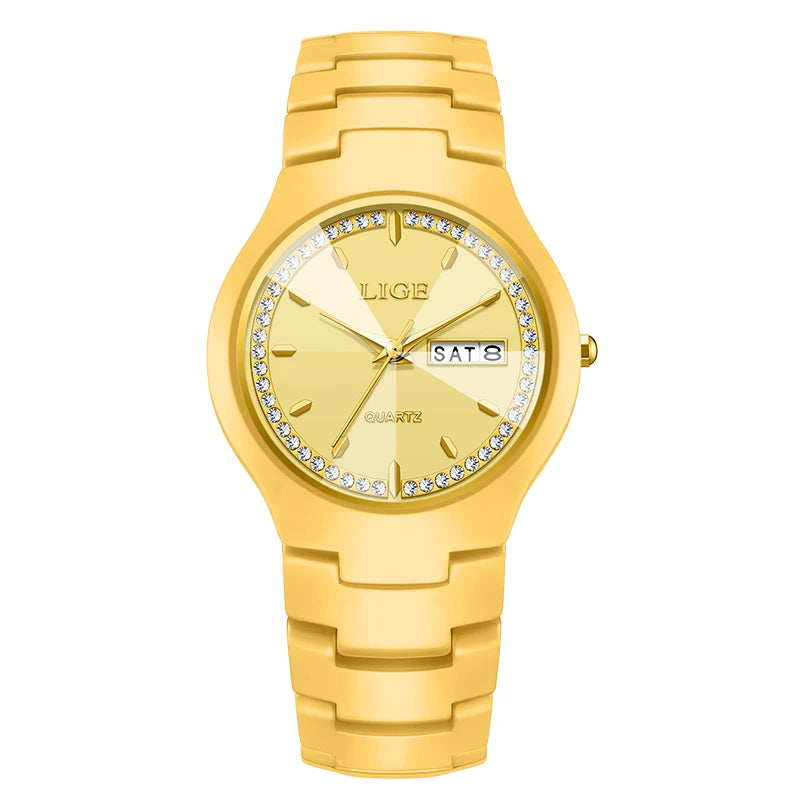 LIGE Women's wristwatch elegant women's watch ceramic quartz waterproof clock week calendar fashion Watch for Women reloj mujer