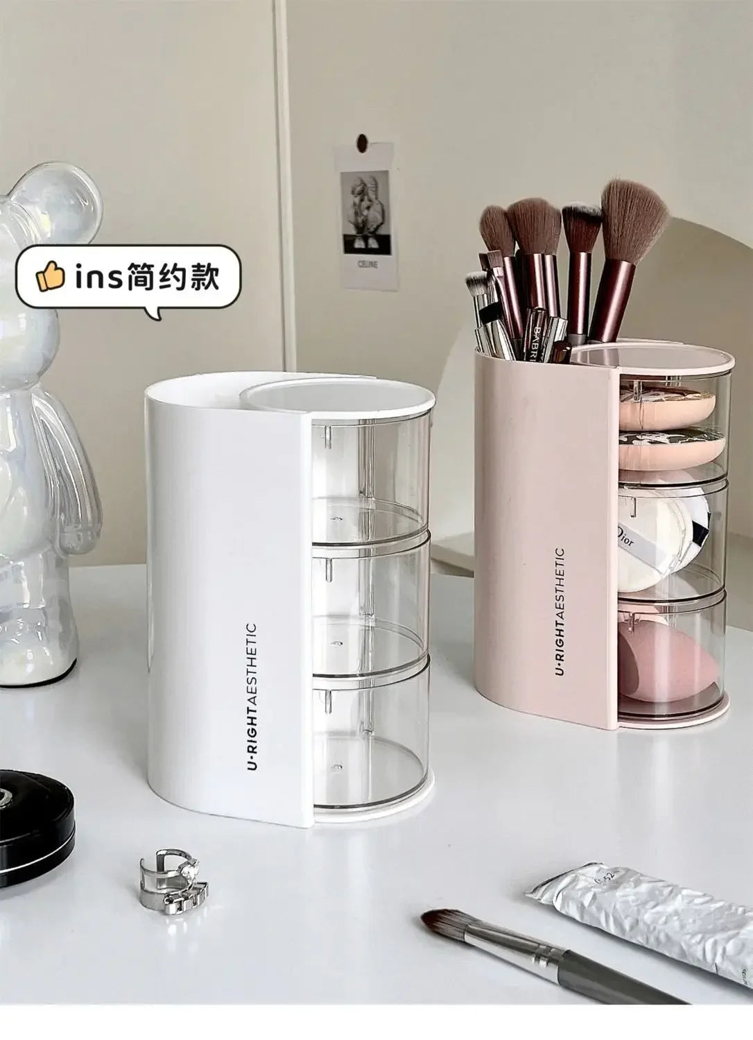 Hair Accessories Organizer Acrylic Storage Box Clear Hair Tie Organizer for Headband Makeup Brush Holder Desk Jewelry Organizer