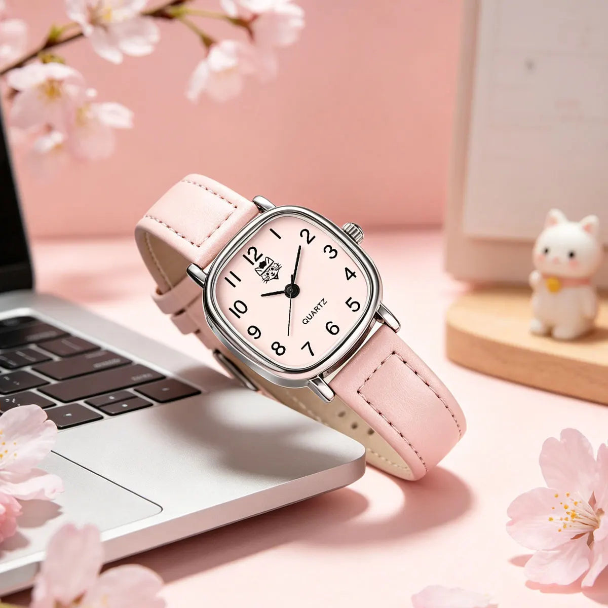 Korean version of the trendy ladies watch fashion small Arab quartz watch leather strap watch