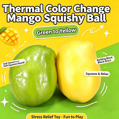 Color Changing Mango Squishy Fidget Toy Soft Thermal Squeeze Stress Relief Toy Simulation Fruit Decompression Toy for Adult Gifs