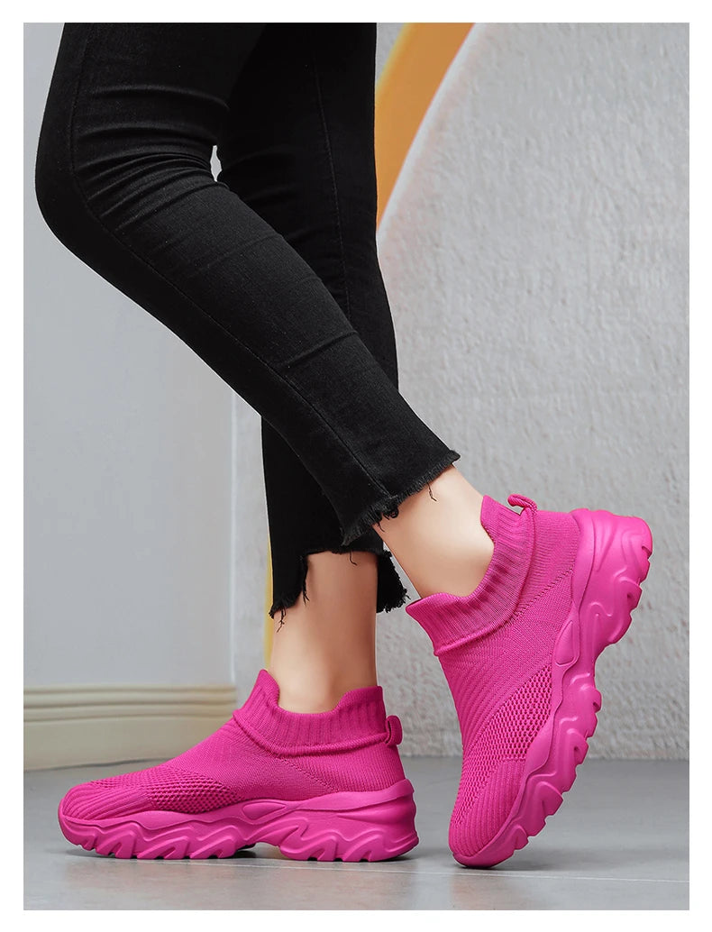 Men'S And Women'S Sneakers Mesh Breathable Lightweight High-Top Running Tennis Shoes Comfortable Outdoor Pair Naked Boots