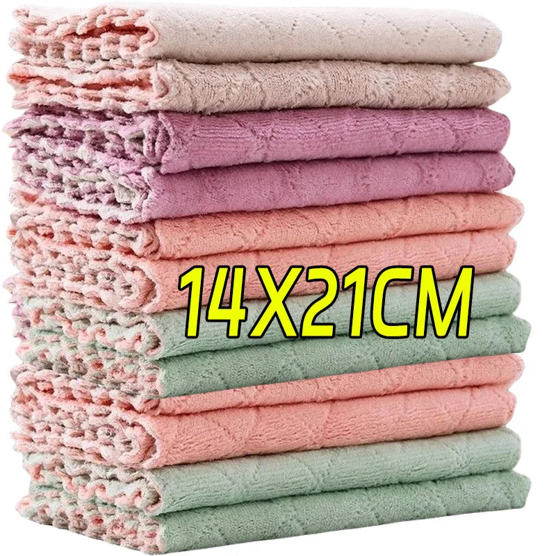 20PCS Microfiber Towel Absorbent Kitchen Cleaning Cloth Non-stick Oil Dish Towel Rags Napkins Tableware Household Cleaning Towel