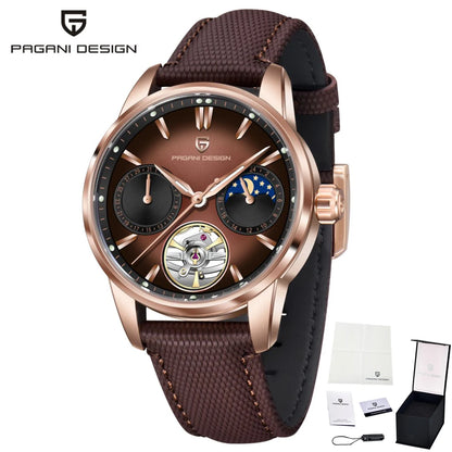 PAGANI DESIGN Men Watches Automatic Mechanical Watch Tourbillon Clock Genuine Leather Waterproof Watch Military Wristwatch Man ﻿
