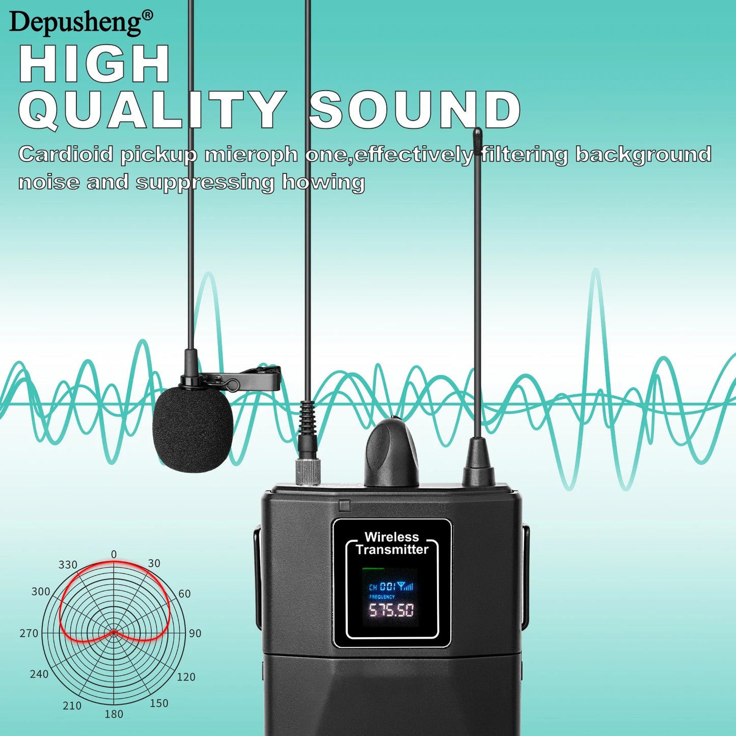 4Channel Wireless Lavalier Microphone Headset Microphone Depusheng X4-CLIP VHF Fixed Dual Frequency Wireless Set For Stage Show