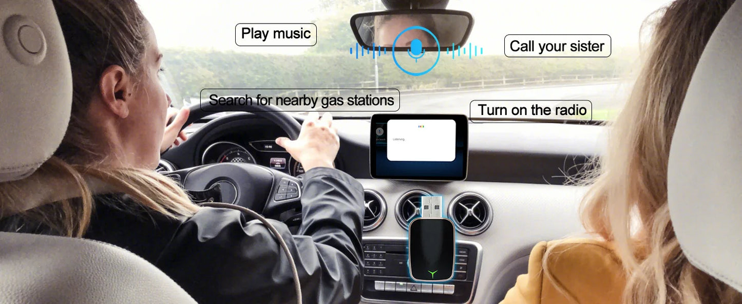 Mini Wireless Carplay Adapter Android Auto AI Smart USB Dongle 2 in 1  WiFi Fast Connect for Benz Chevrolet Ford Honda Toyota